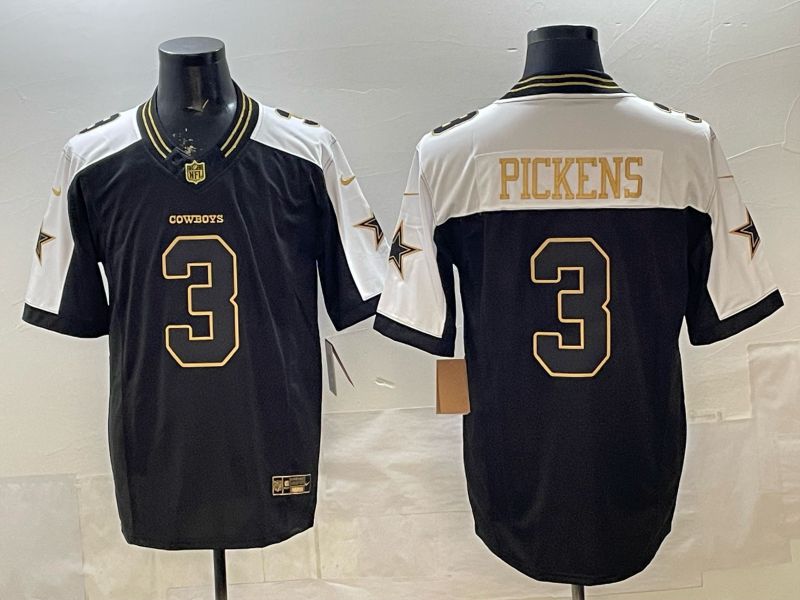 Men 2026 Dallas Cowboys #3 Pickens Black Gold 6th generations Nike Limited NFL Jersey style 01